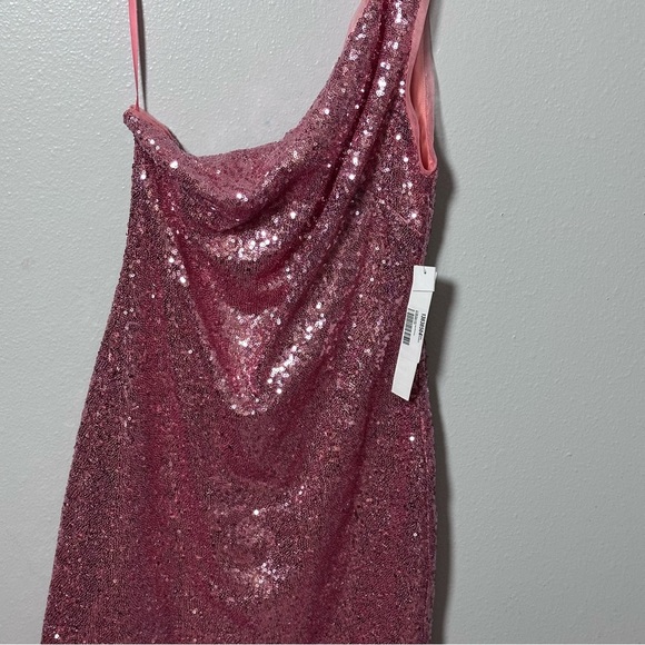 Aqua Womens Pink Sequined Mini One Shoulder Formal Cocktail/ Party Dress S - Picture 4 of 9